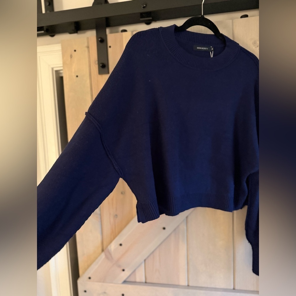 NWT Merokeety Crewneck Crop Sweater - Picture 7 of 11